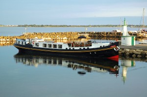 The Anjodi (Rick Stein's odyssey down the Canal du Midi) moored at Marseillan Port